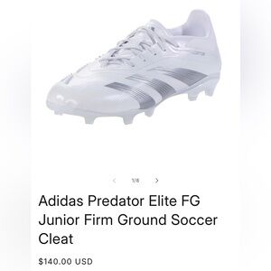 Youth size 5 Adidas Predator Soccer Cleats in White